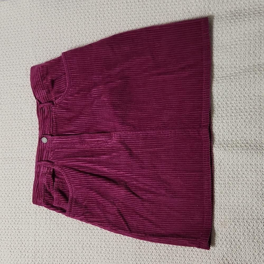 Women's NY Jeans corduroy magenta purple mini skirt pockets size 12 cotton